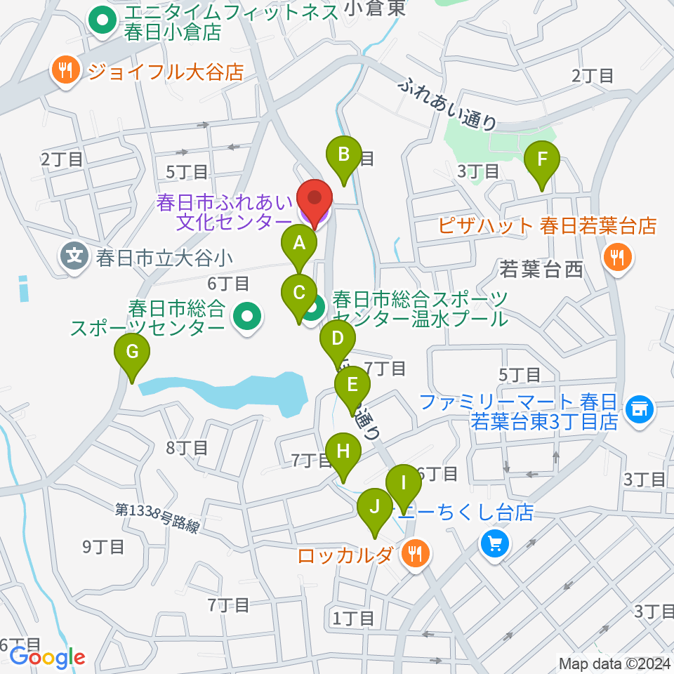 春日市ふれあい文化センター周辺の駐車場・コインパーキング一覧地図