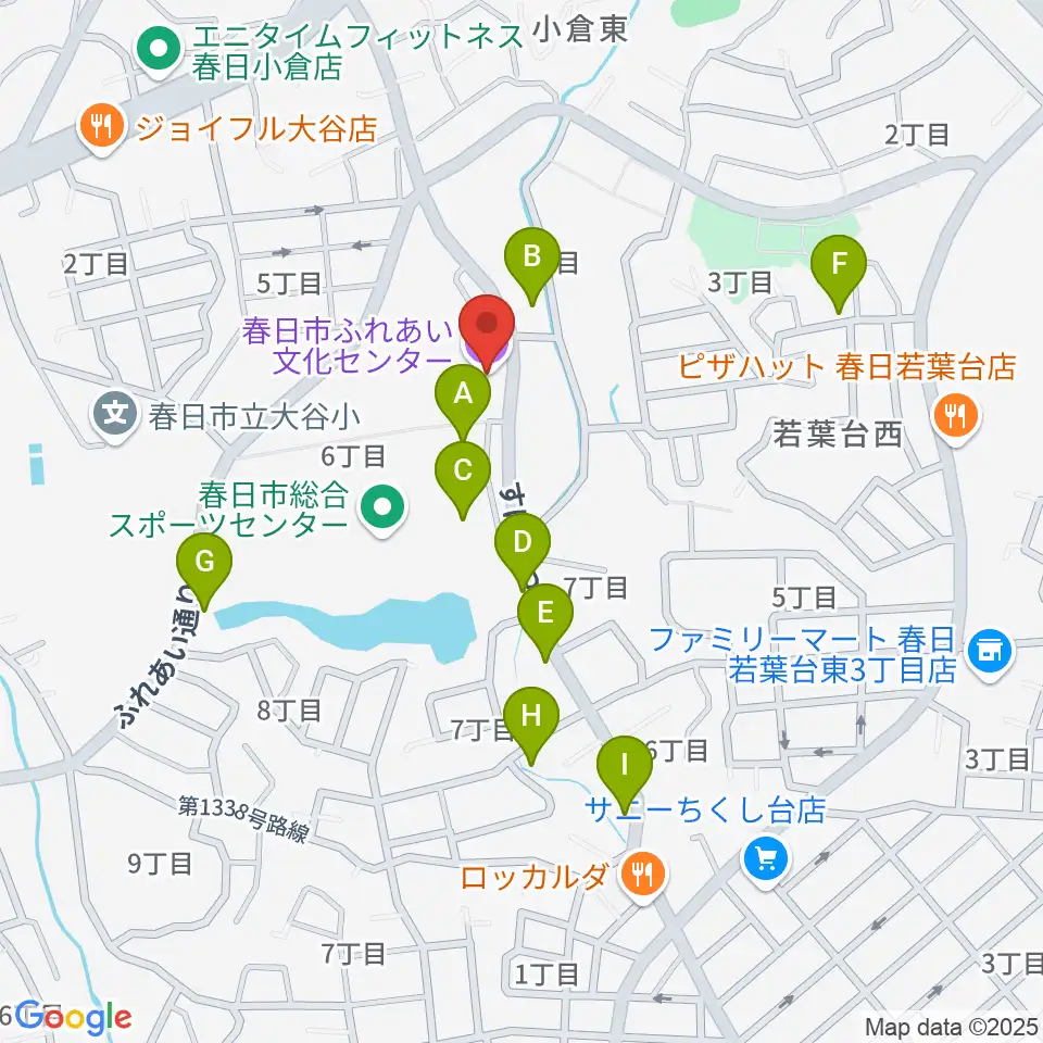 春日市ふれあい文化センター周辺の駐車場・コインパーキング一覧地図