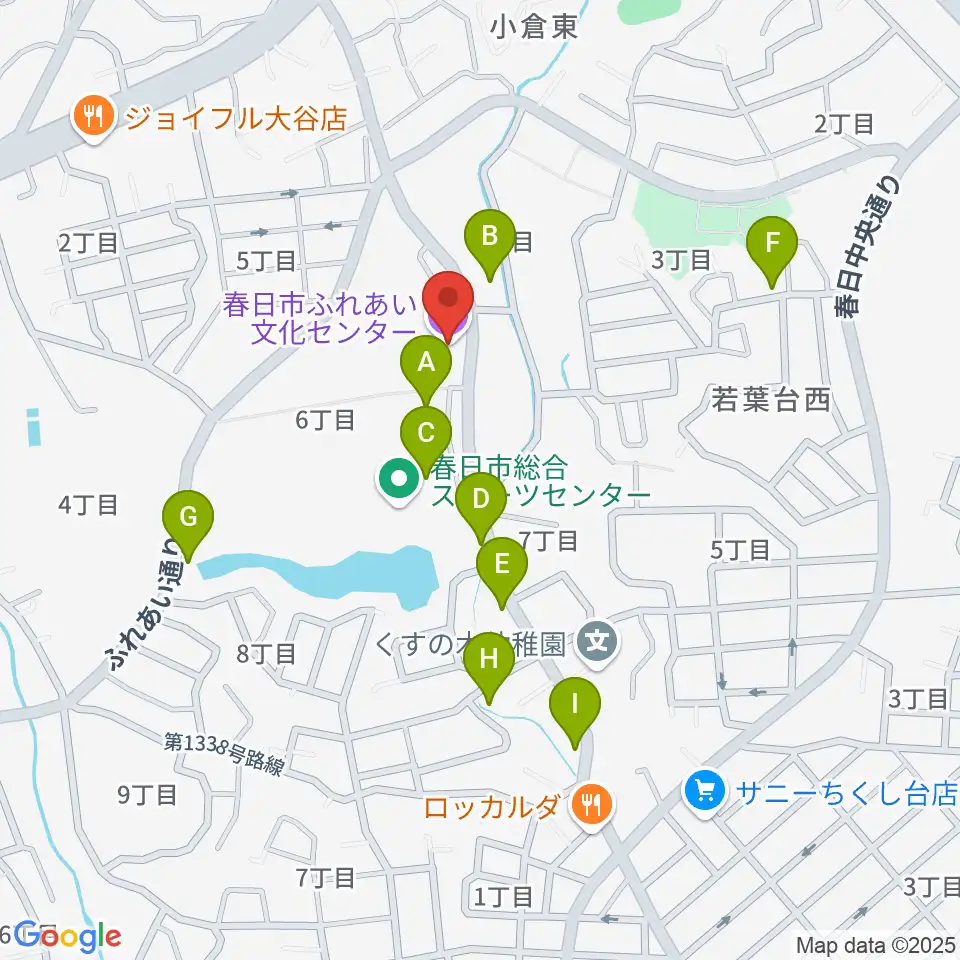春日市ふれあい文化センター周辺の駐車場・コインパーキング一覧地図