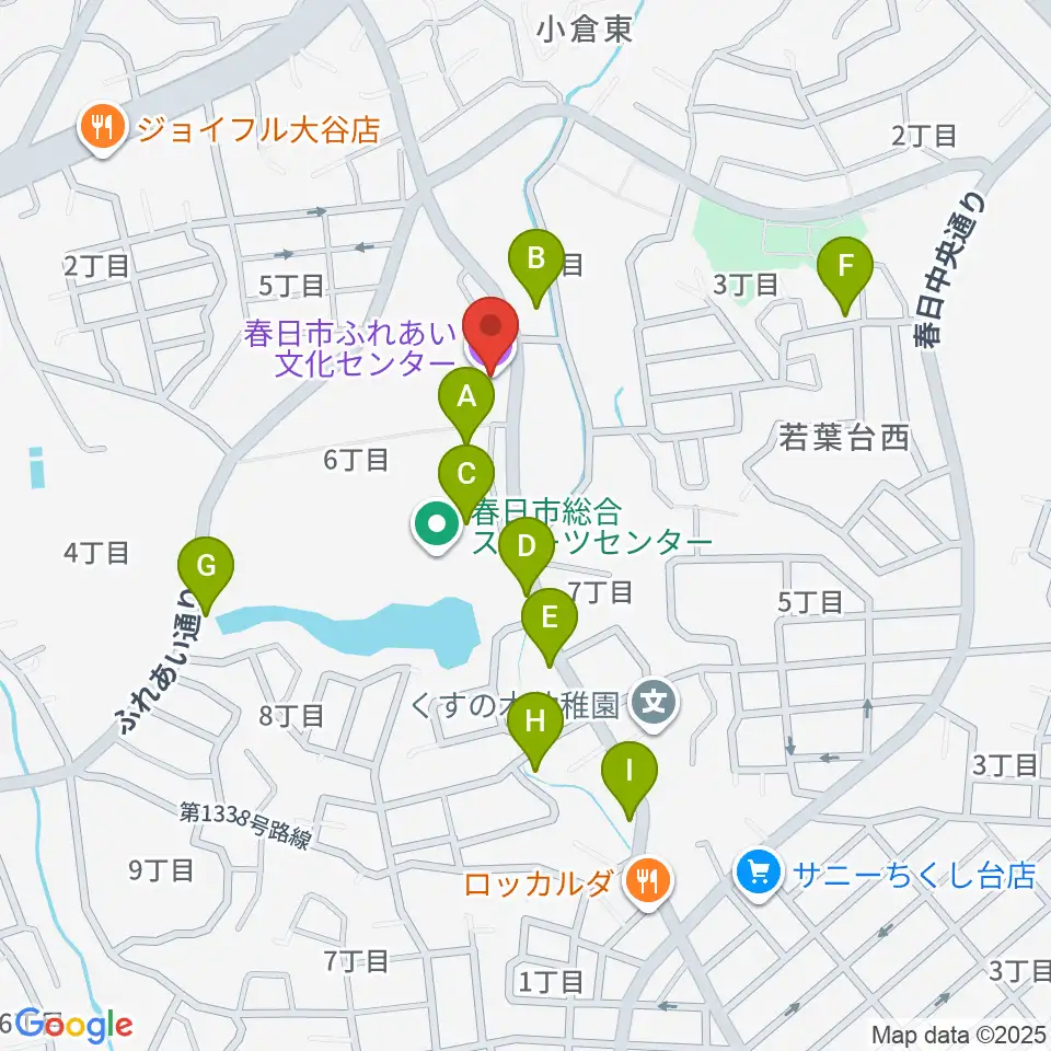 春日市ふれあい文化センター周辺の駐車場・コインパーキング一覧地図