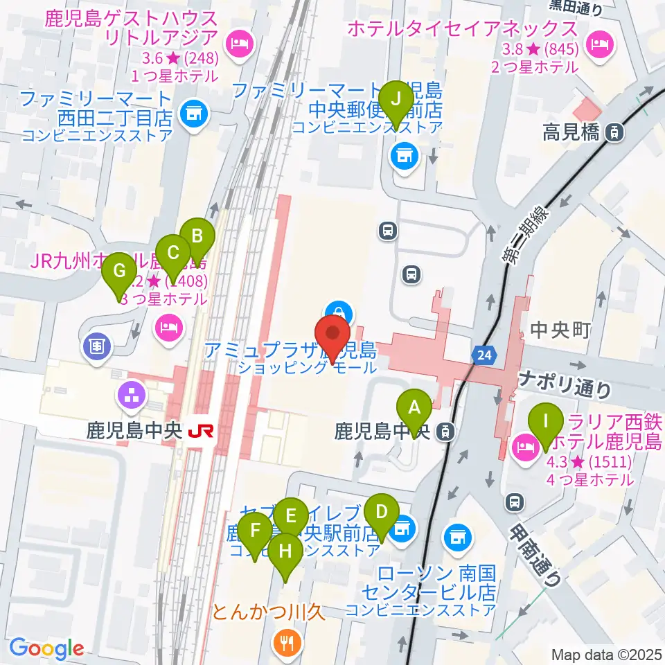 島村楽器 鹿児島アミュプラザ店周辺の駐車場・コインパーキング一覧地図