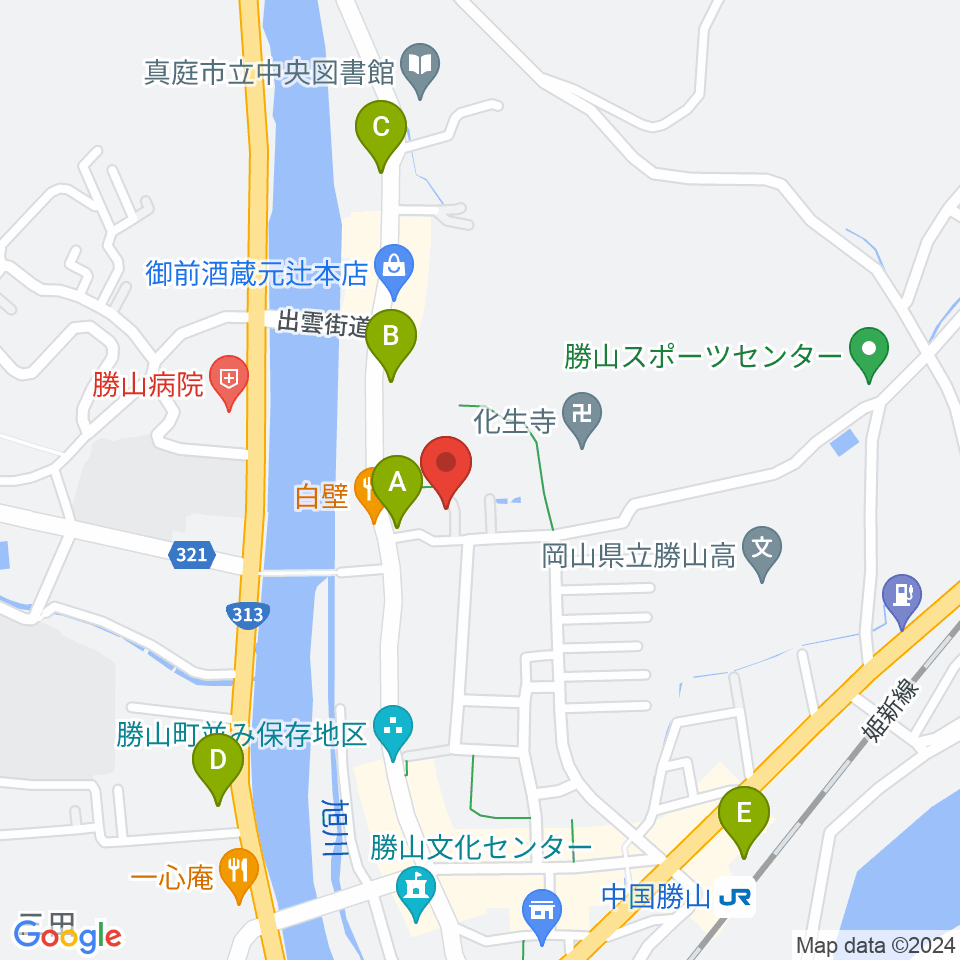 勝山文化往来館ひしお周辺の駐車場・コインパーキング一覧地図