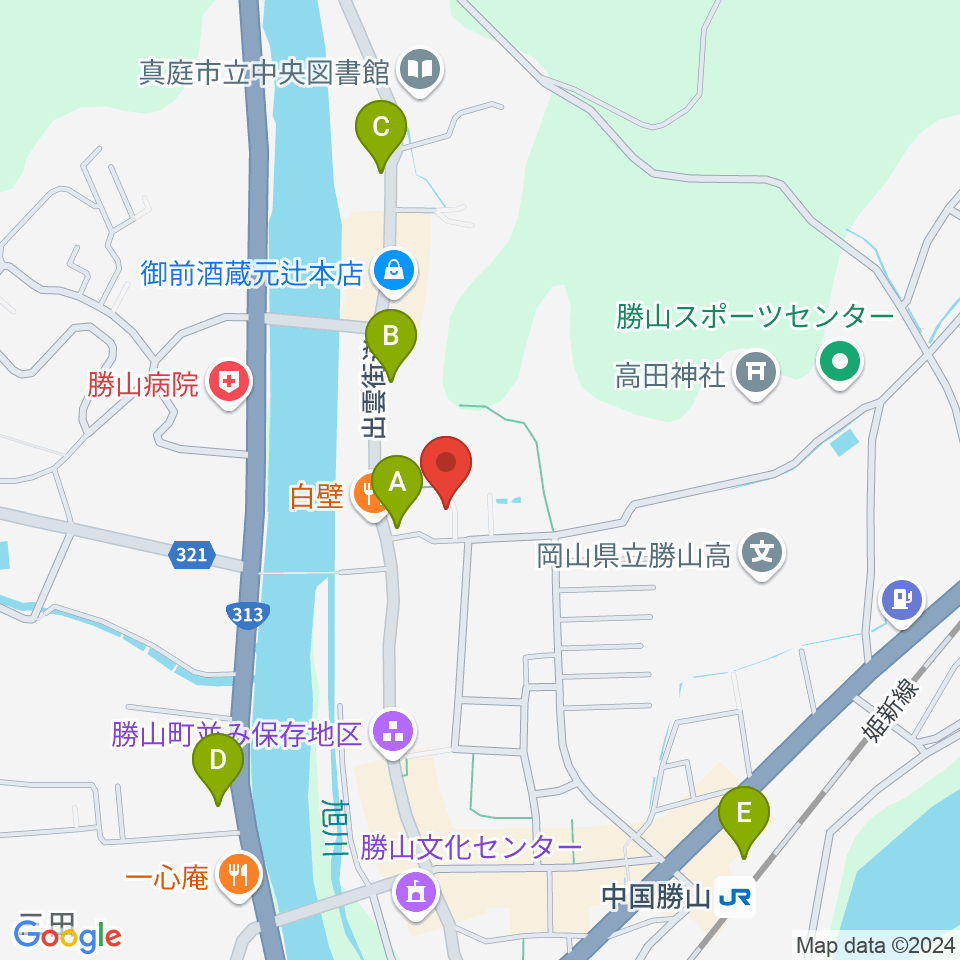 勝山文化往来館ひしお周辺の駐車場・コインパーキング一覧地図