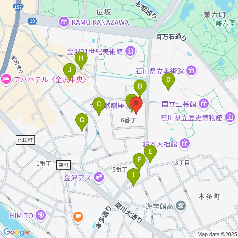 金沢歌劇座周辺の駐車場・コインパーキング一覧地図