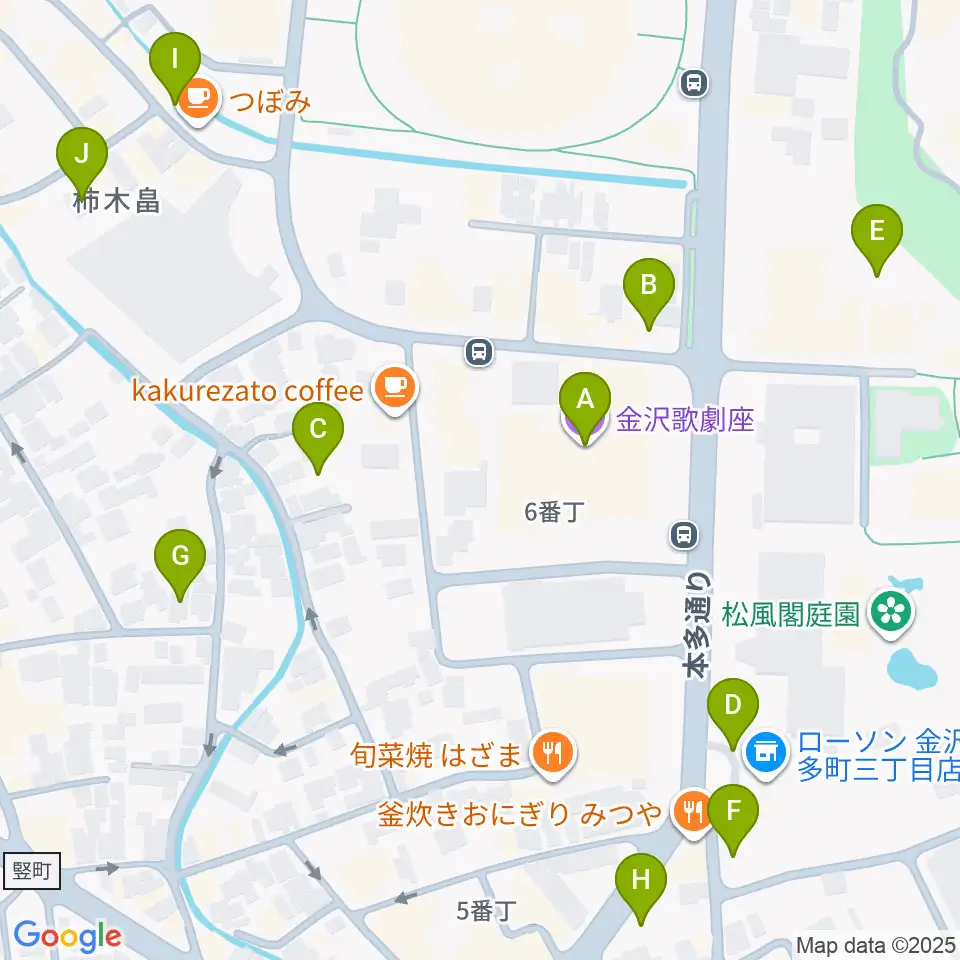 金沢歌劇座周辺の駐車場・コインパーキング一覧地図