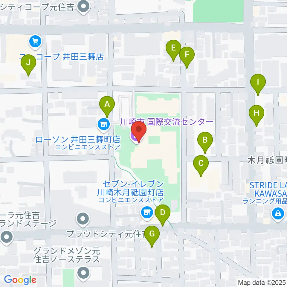 川崎市国際交流センター周辺の駐車場・コインパーキング一覧地図