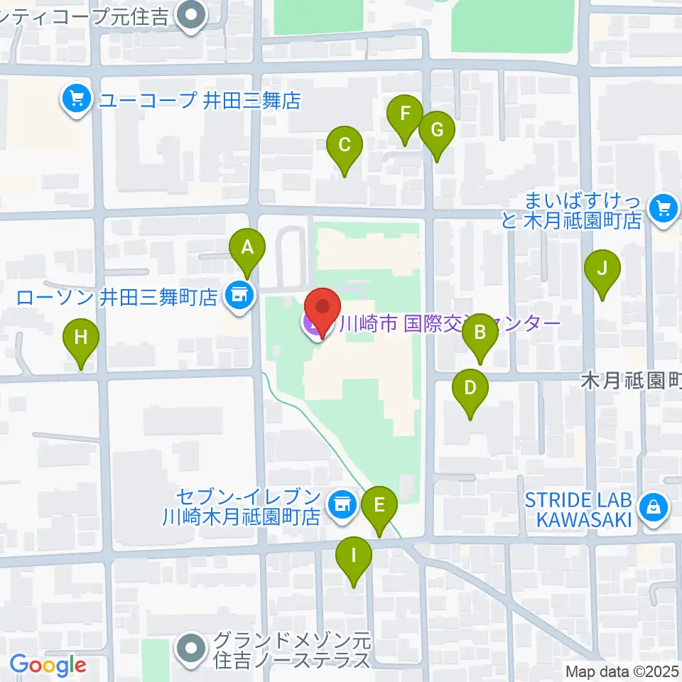 川崎市国際交流センター周辺の駐車場・コインパーキング一覧地図