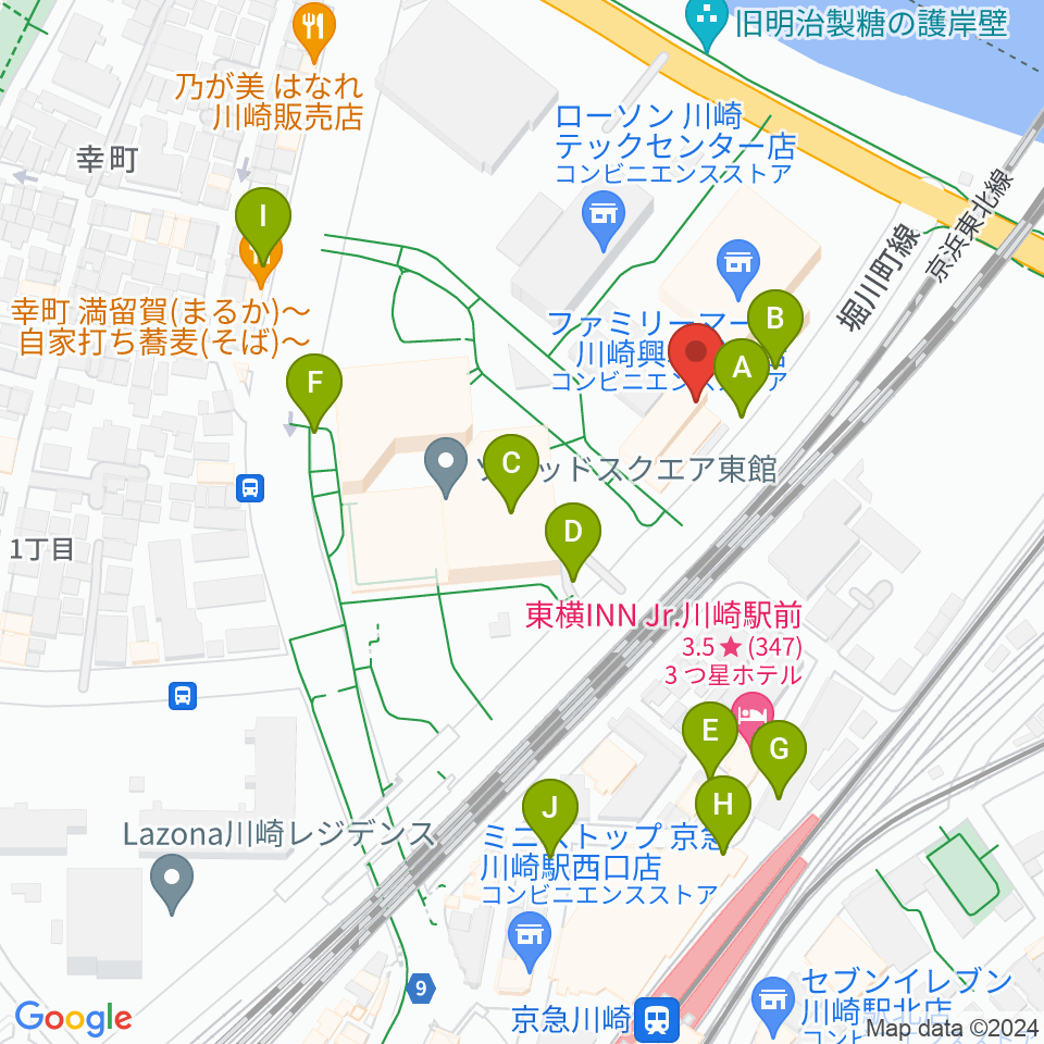 川崎市産業振興会館周辺の駐車場・コインパーキング一覧地図