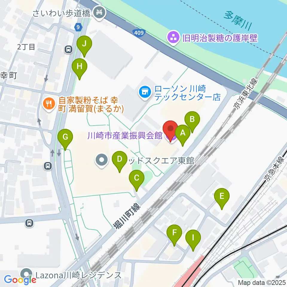 川崎市産業振興会館周辺の駐車場・コインパーキング一覧地図