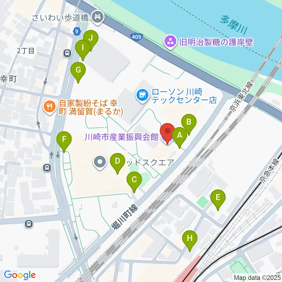 川崎市産業振興会館周辺の駐車場・コインパーキング一覧地図