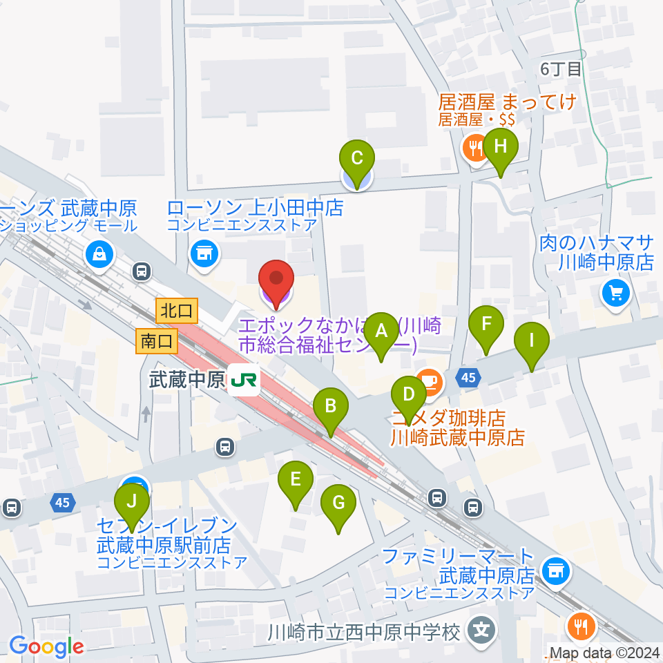 川崎市総合福祉センター エポックなかはら周辺の駐車場・コインパーキング一覧地図