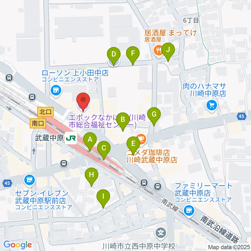 川崎市総合福祉センター エポックなかはら周辺の駐車場・コインパーキング一覧地図