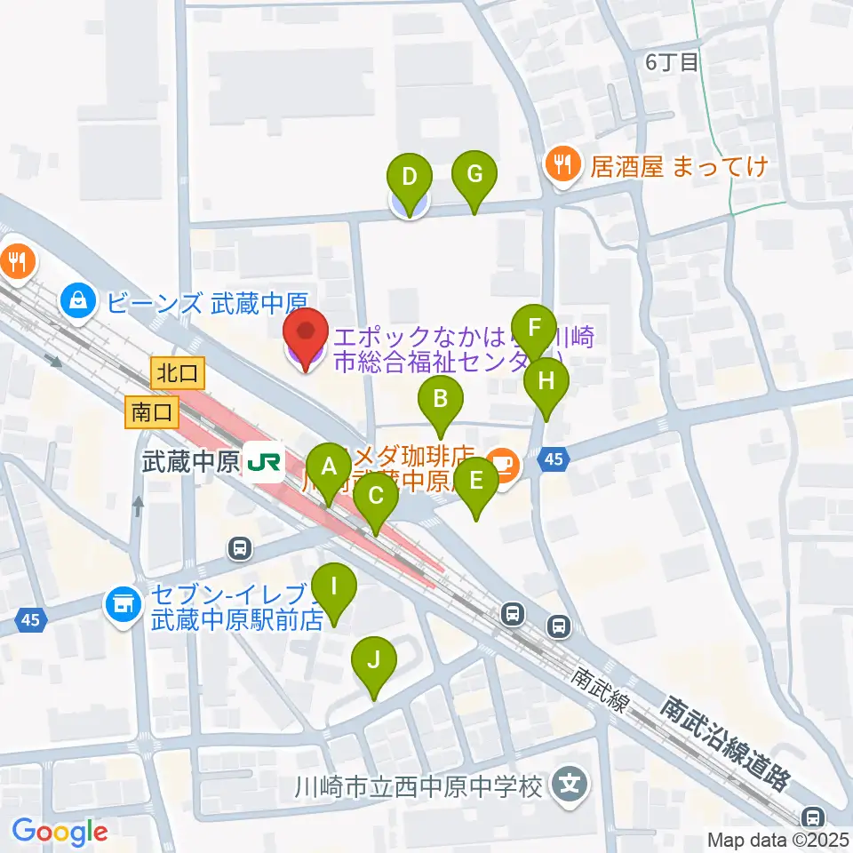 川崎市総合福祉センター エポックなかはら周辺の駐車場・コインパーキング一覧地図