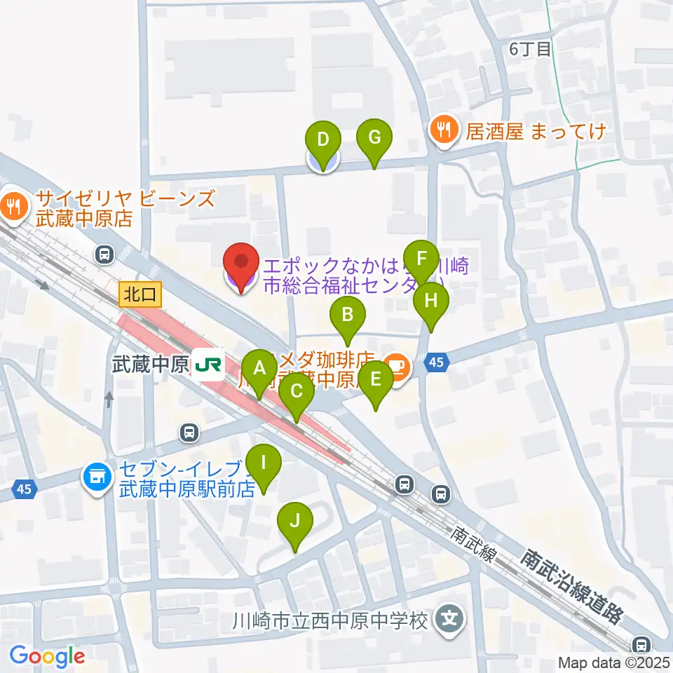 川崎市総合福祉センター エポックなかはら周辺の駐車場・コインパーキング一覧地図