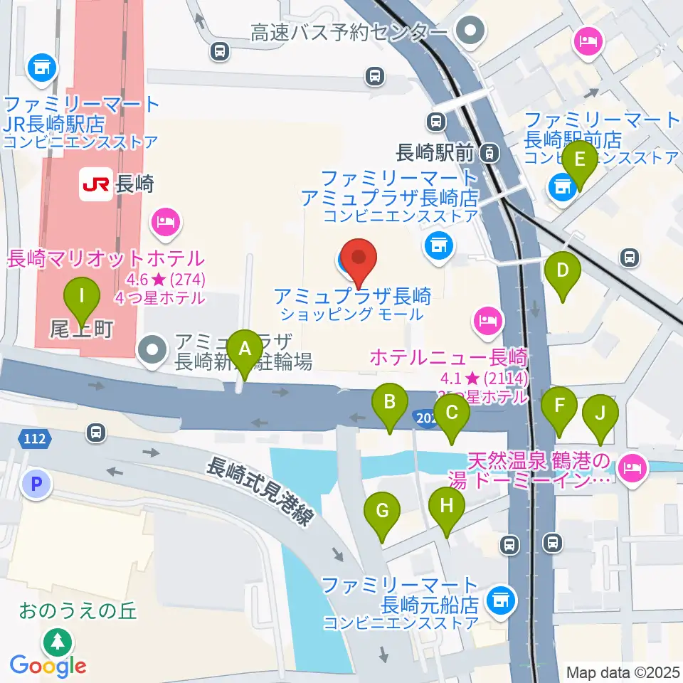 島村楽器 アミュプラザ長崎店周辺の駐車場・コインパーキング一覧地図
