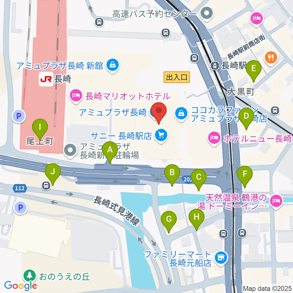島村楽器 アミュプラザ長崎店周辺の駐車場・コインパーキング一覧地図
