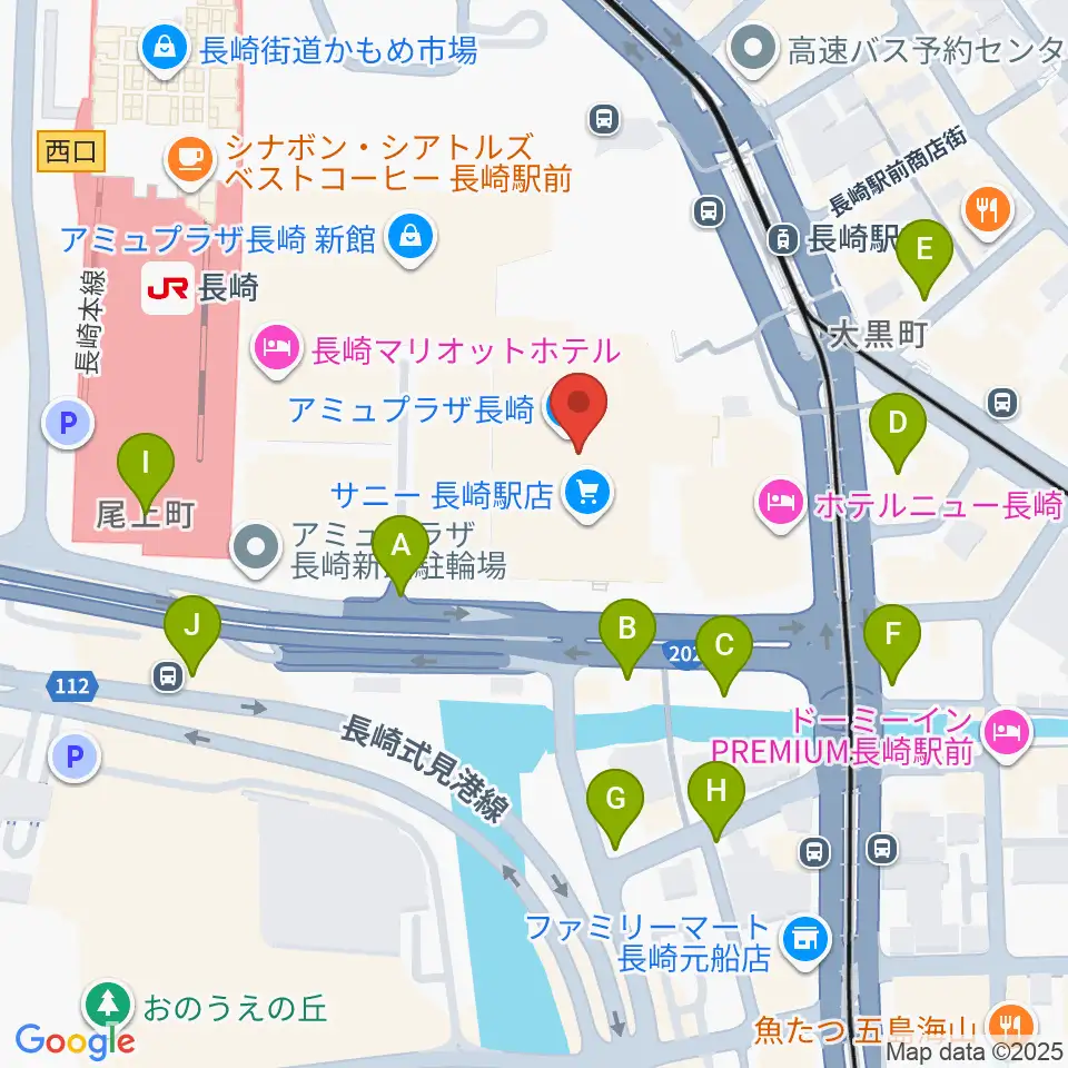 島村楽器 アミュプラザ長崎店周辺の駐車場・コインパーキング一覧地図