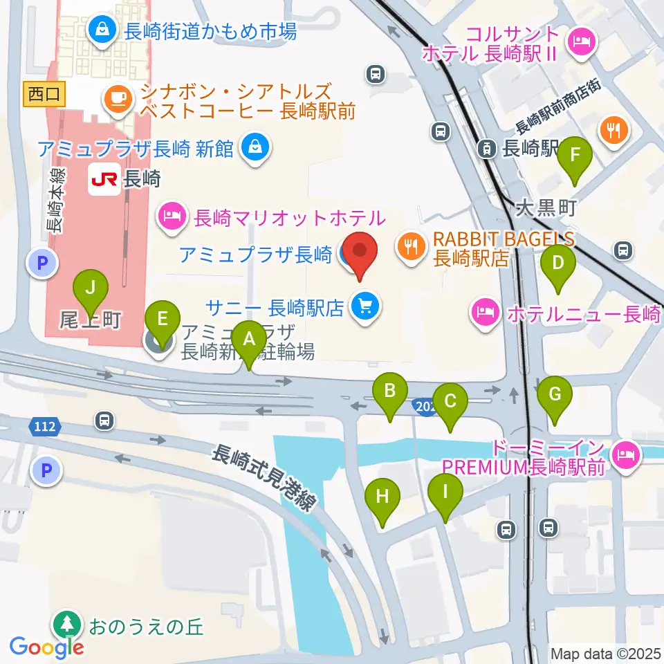 島村楽器 アミュプラザ長崎店周辺の駐車場・コインパーキング一覧地図