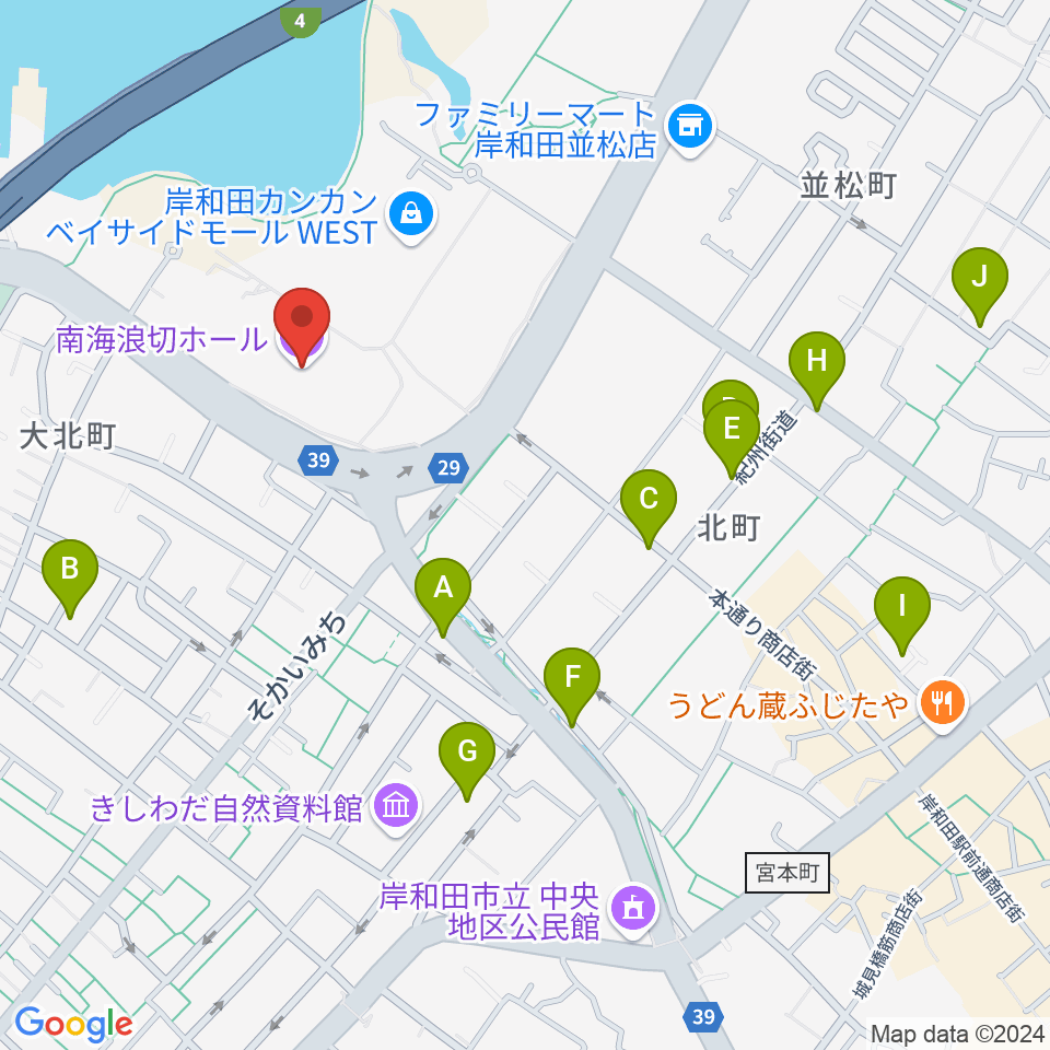 南海浪切ホール周辺の駐車場・コインパーキング一覧地図