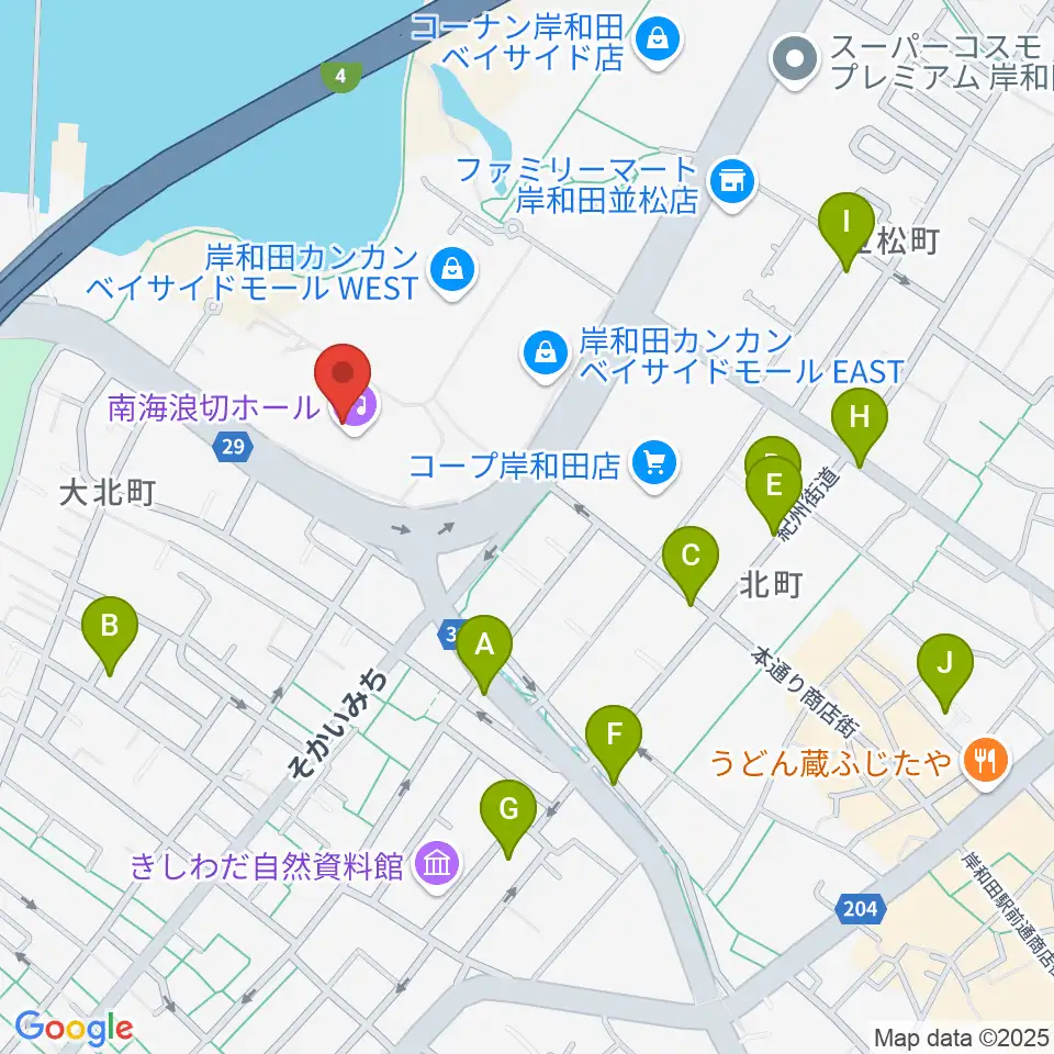 南海浪切ホール周辺の駐車場・コインパーキング一覧地図
