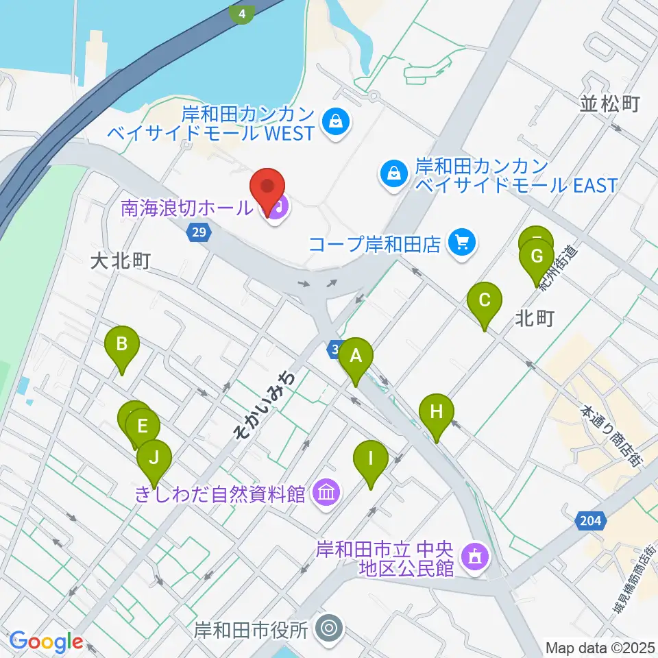 南海浪切ホール周辺の駐車場・コインパーキング一覧地図