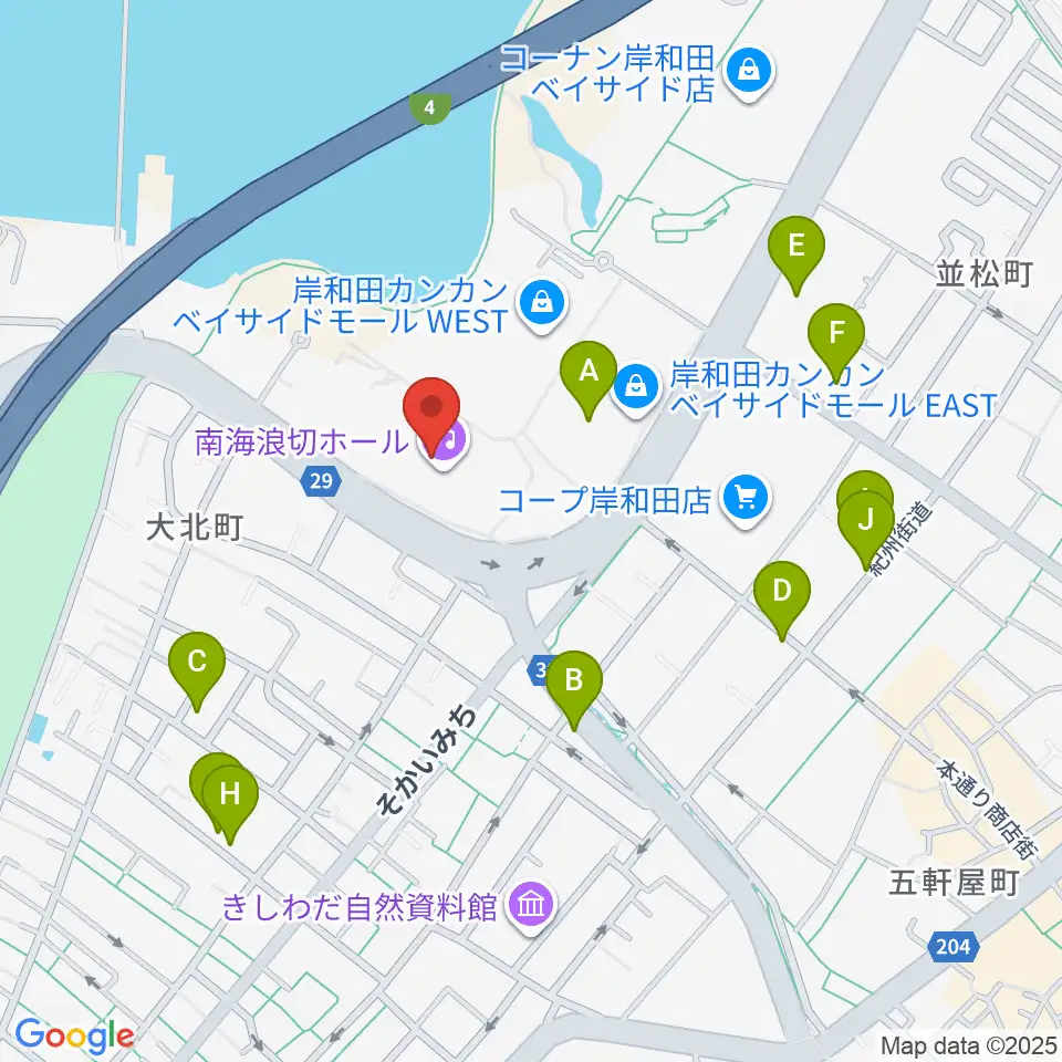 南海浪切ホール周辺の駐車場・コインパーキング一覧地図