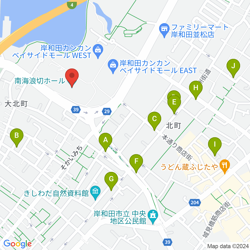 南海浪切ホール スタジオ周辺の駐車場・コインパーキング一覧地図