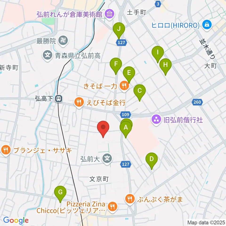 弘前大学創立50周年記念会館周辺の駐車場・コインパーキング一覧地図