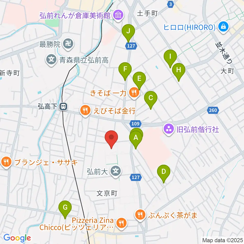 弘前大学創立50周年記念会館周辺の駐車場・コインパーキング一覧地図