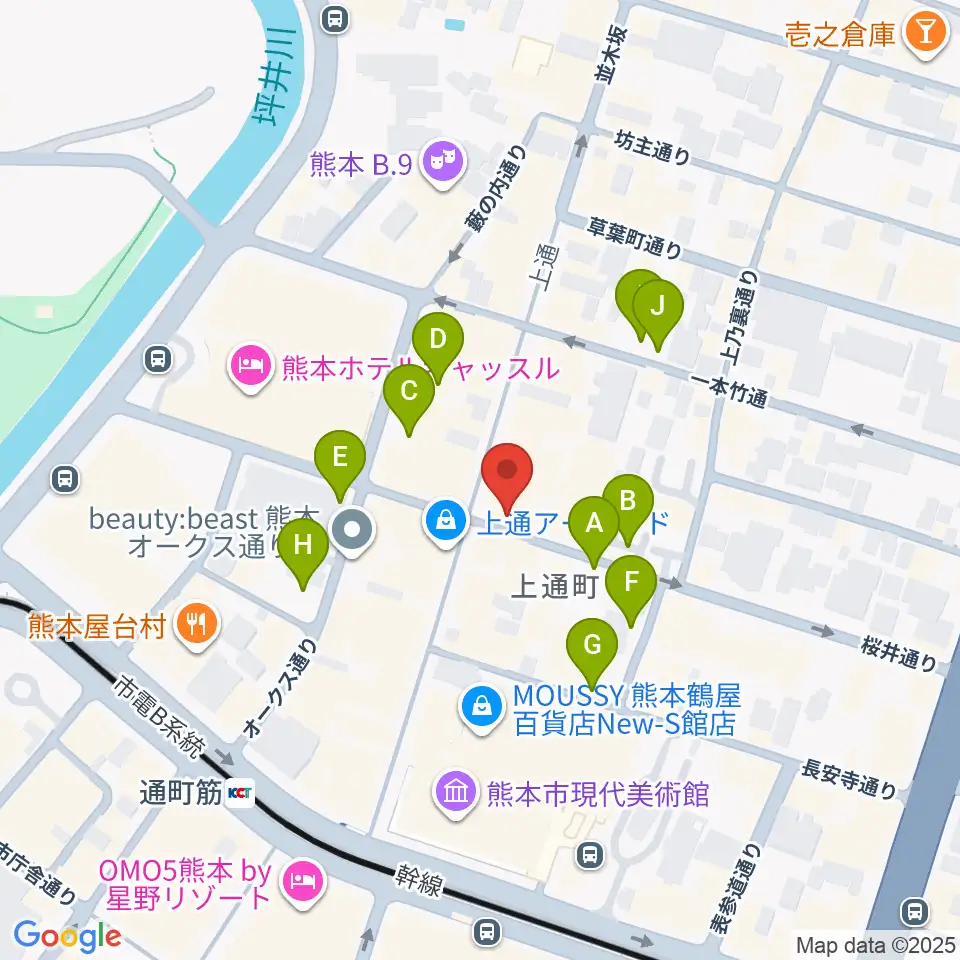 大谷楽器店周辺の駐車場・コインパーキング一覧地図