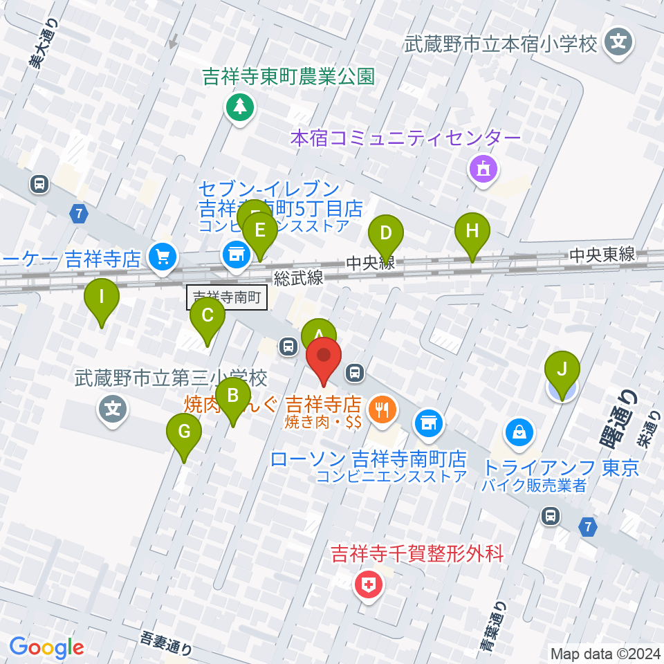 吉祥寺櫂スタジオ周辺の駐車場・コインパーキング一覧地図