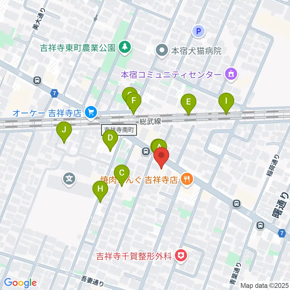 吉祥寺櫂スタジオ周辺の駐車場・コインパーキング一覧地図