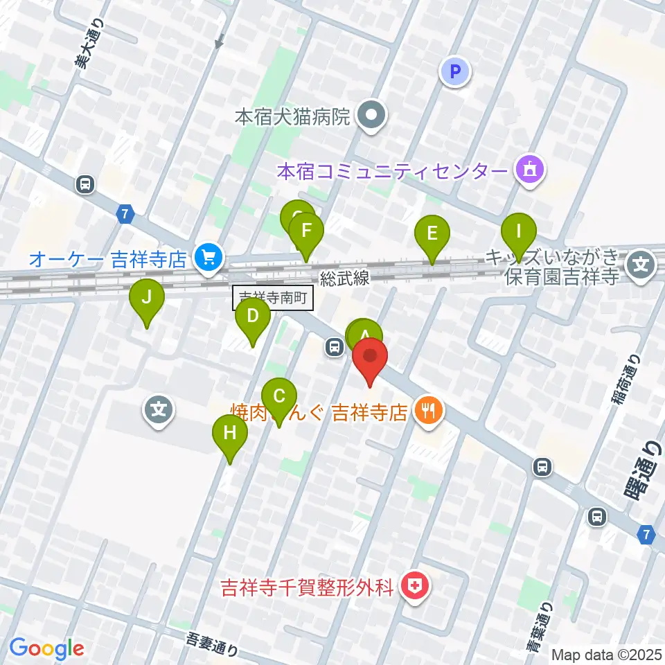 吉祥寺櫂スタジオ周辺の駐車場・コインパーキング一覧地図