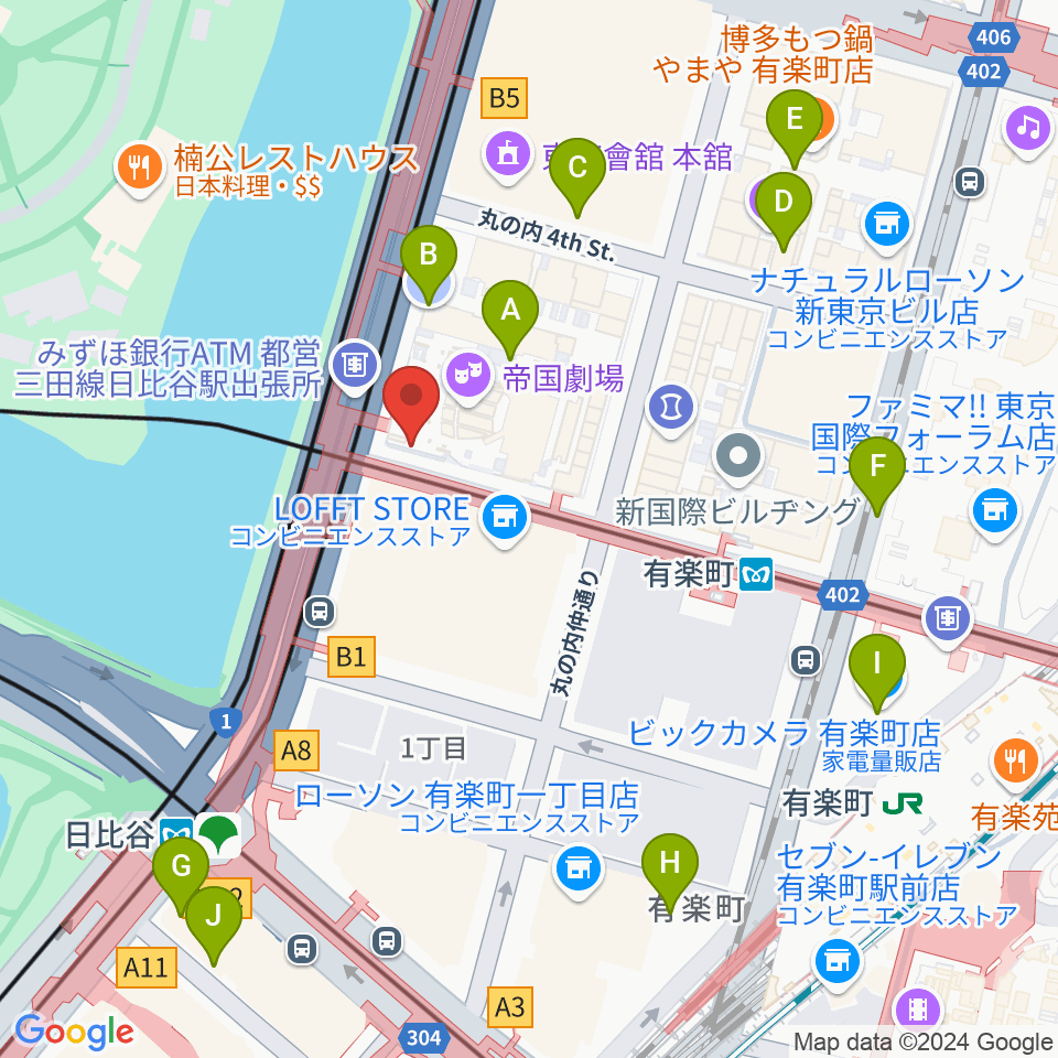 帝国劇場周辺の駐車場・コインパーキング一覧地図