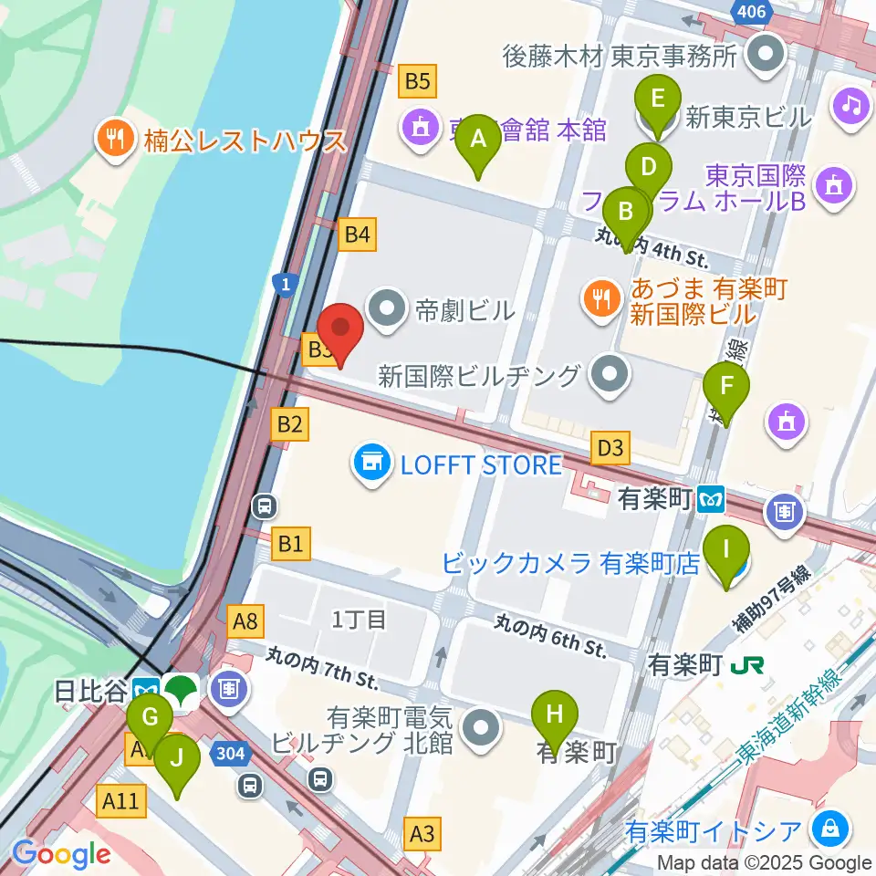 帝国劇場[休館]周辺の駐車場・コインパーキング一覧地図