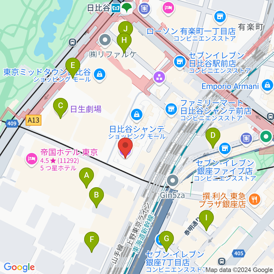 シアタークリエ周辺の駐車場・コインパーキング一覧地図