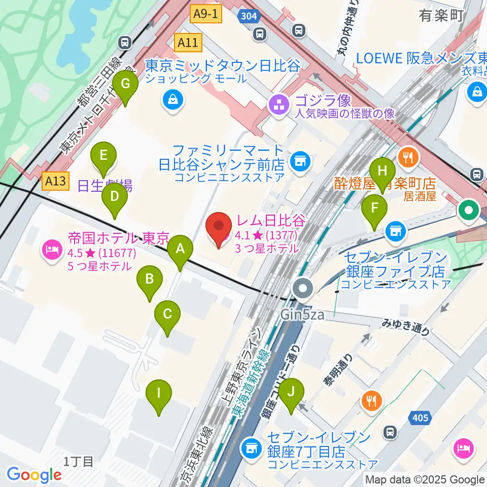 シアタークリエ周辺の駐車場・コインパーキング一覧地図