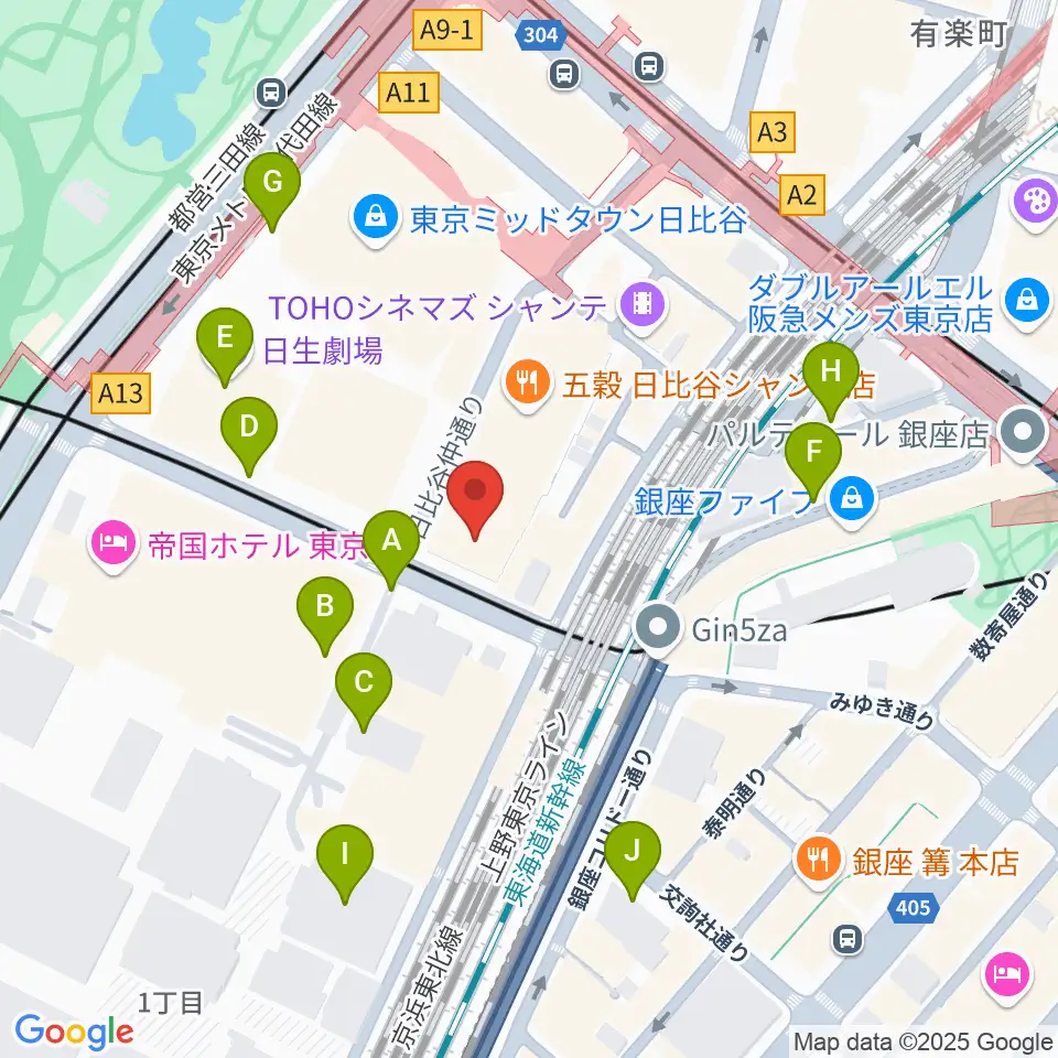 シアタークリエ周辺の駐車場・コインパーキング一覧地図