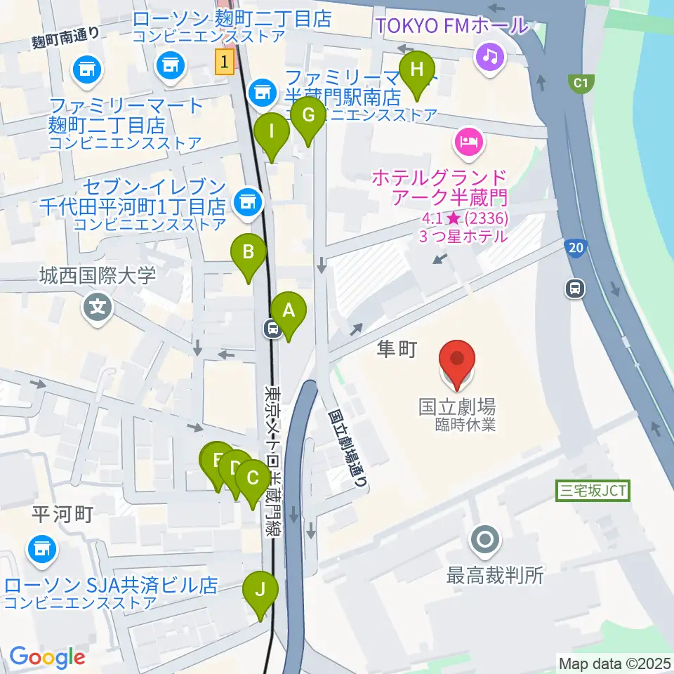 国立劇場周辺の駐車場・コインパーキング一覧地図