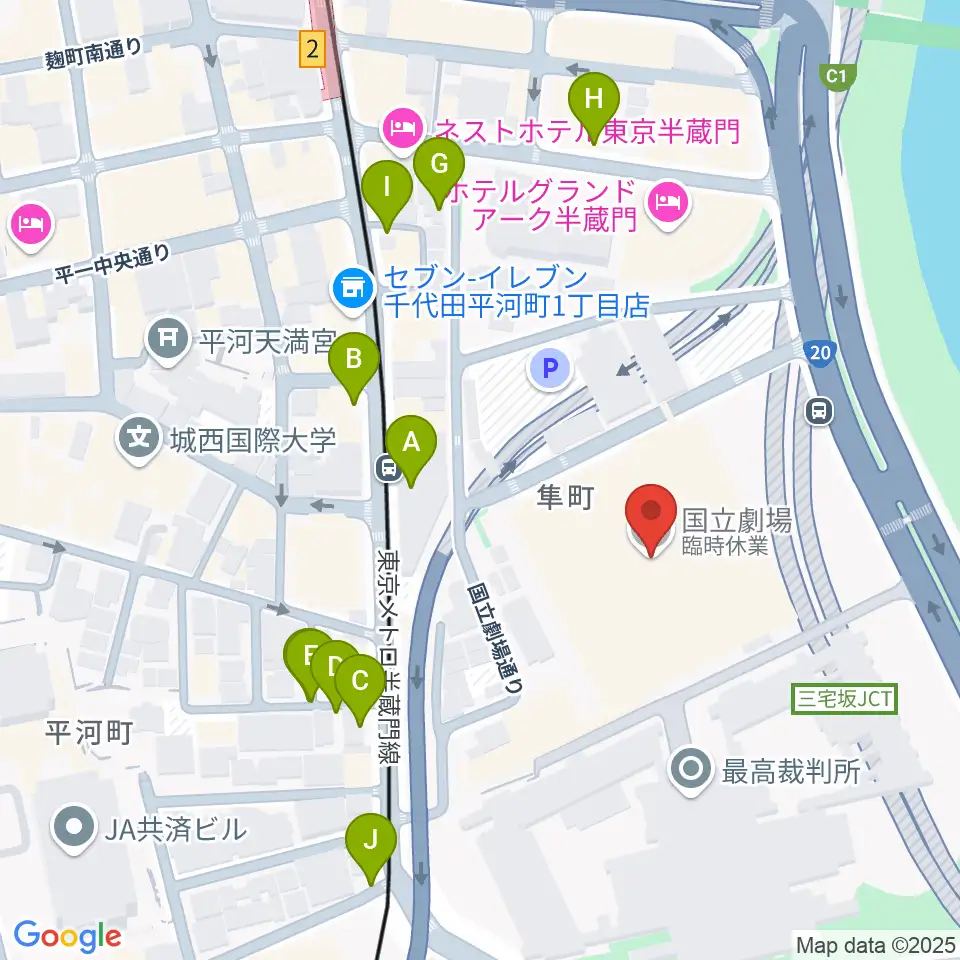 国立劇場周辺の駐車場・コインパーキング一覧地図