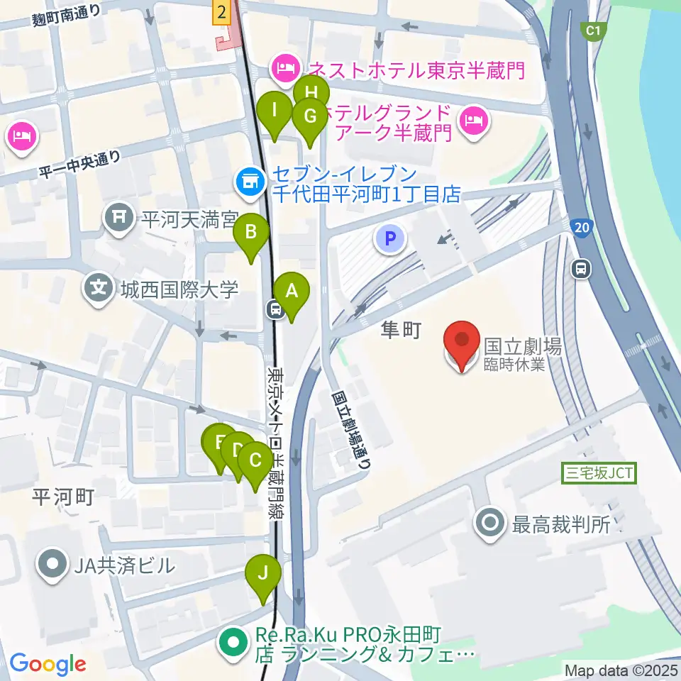 国立劇場周辺の駐車場・コインパーキング一覧地図