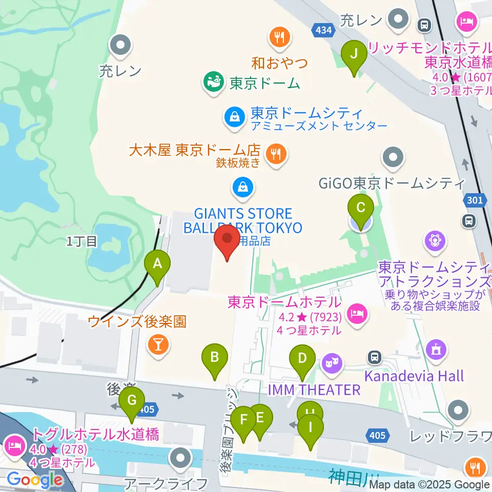 後楽園ホール周辺の駐車場・コインパーキング一覧地図
