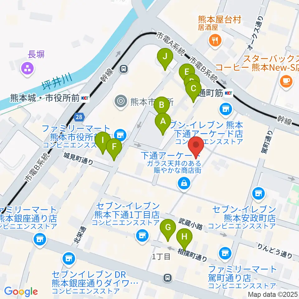 島村楽器 COCOSA熊本店周辺の駐車場・コインパーキング一覧地図