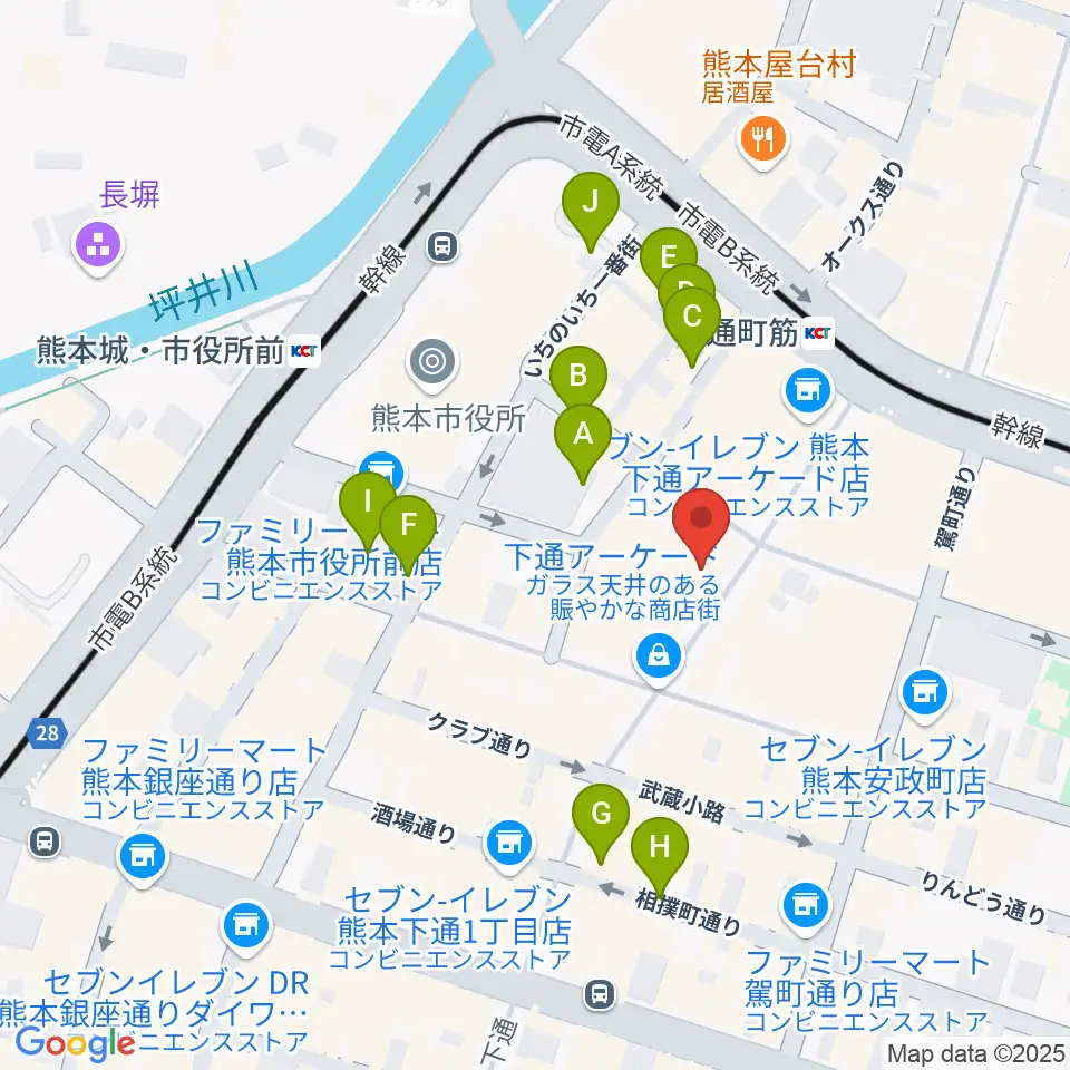島村楽器 COCOSA熊本店周辺の駐車場・コインパーキング一覧地図