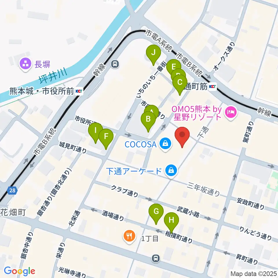 島村楽器 COCOSA熊本店周辺の駐車場・コインパーキング一覧地図