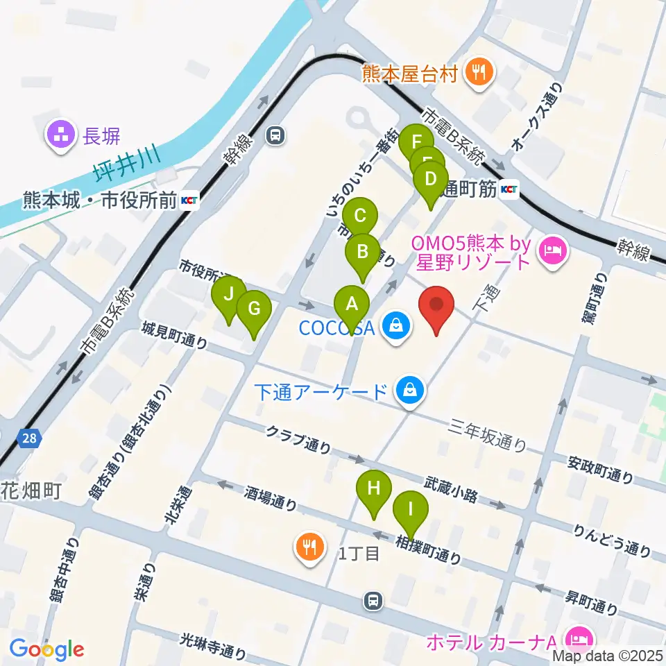 島村楽器 COCOSA熊本店周辺の駐車場・コインパーキング一覧地図