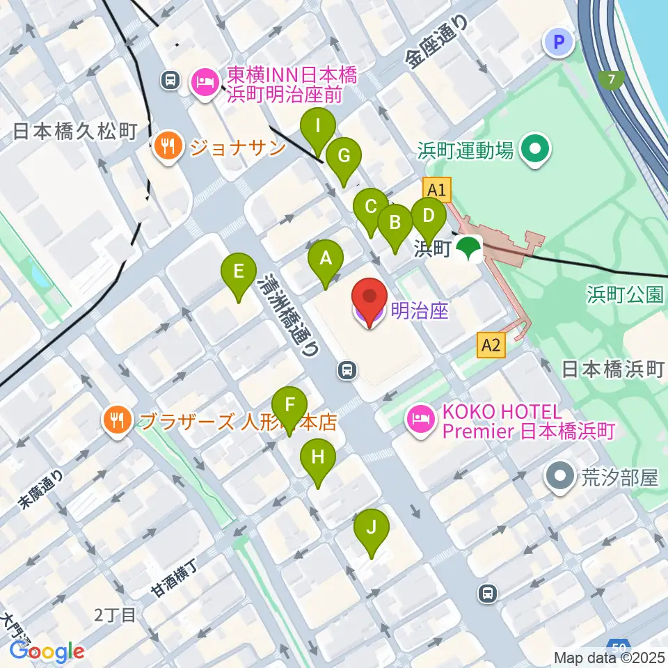 明治座周辺の駐車場・コインパーキング一覧地図