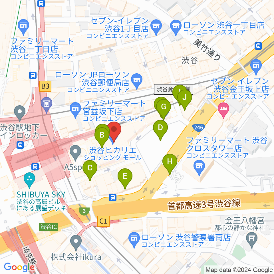 渋谷ヒカリエホール周辺の駐車場・コインパーキング一覧地図