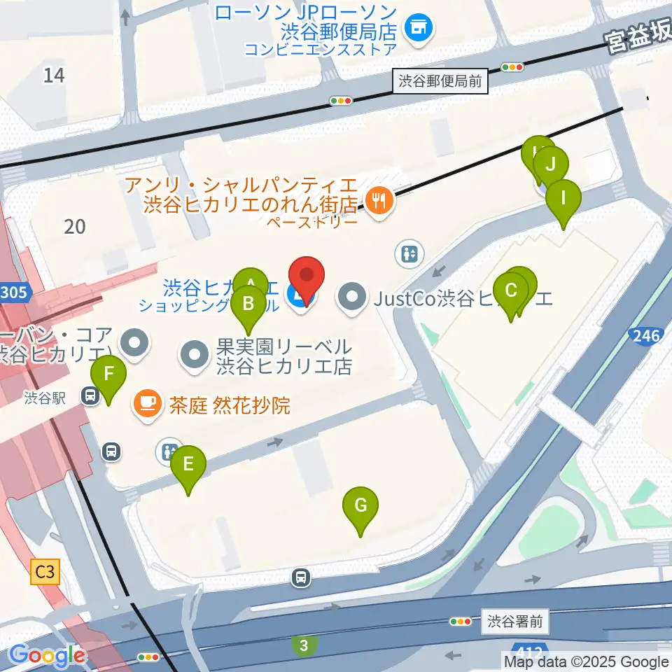 渋谷ヒカリエホール周辺の駐車場・コインパーキング一覧地図