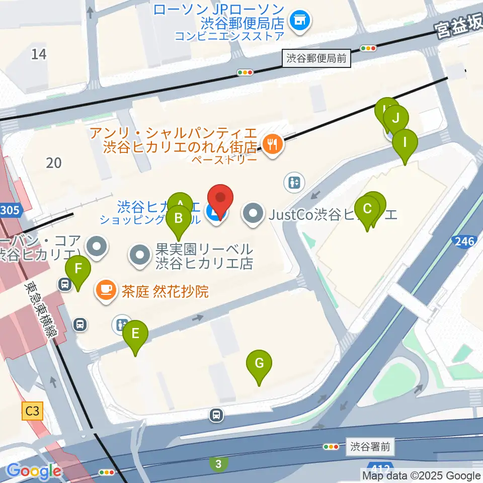 渋谷ヒカリエホール周辺の駐車場・コインパーキング一覧地図